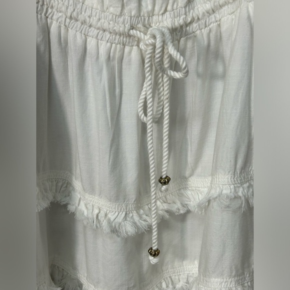 Ramy Brook LaLa White Off the Shoulder Tiered Mini Dress - Picture 9 of 15